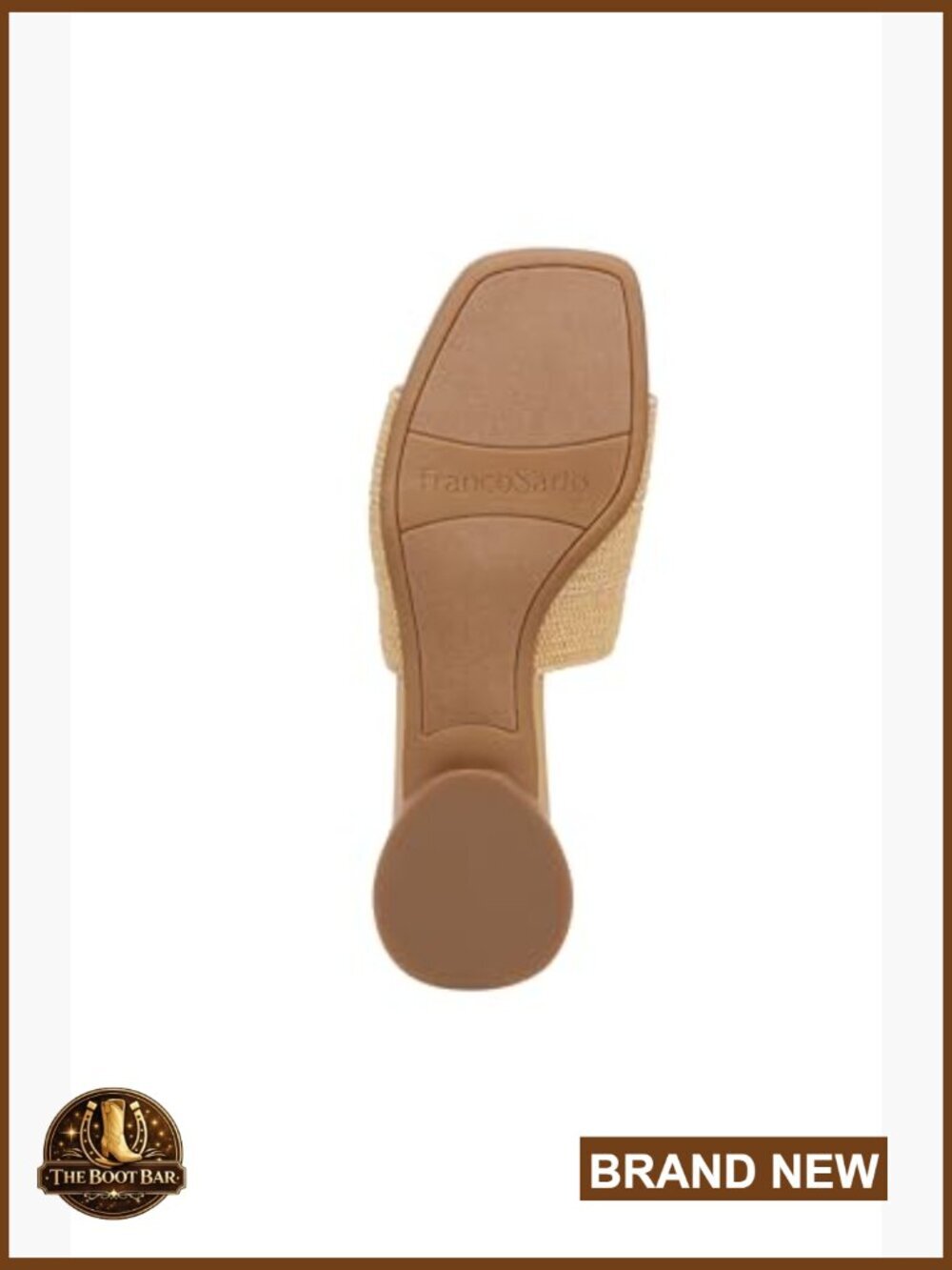 Slide Sandals - Chunky Block Heel, Raffia - Picture 4 of 7